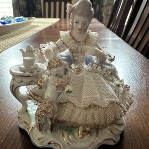 Vintage Dresden Lace figurine